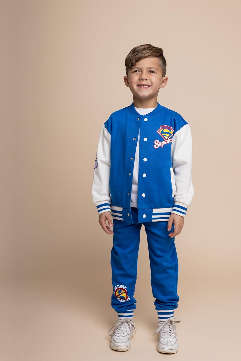 DC Comics Justice League Fleece Varsity Bomber Jacket and Jogger Pants Outfit Set Toddler to Big Kid Sizes (2T - 14-16)