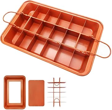 Brownie Pan, Non Stick Brownie Pans With Dividers, 18 Pre-slice Brownie Baking Tray, High Carbon Steel Bakeware for Oven Baking, Size 12 X 8 X 2 Inches