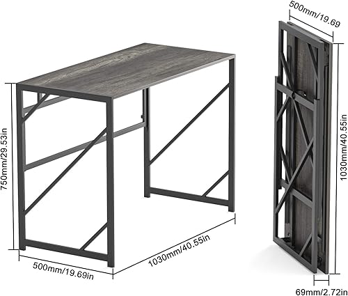 Miniatura 3 de Elephance Escritorio plegable para computadora de 40 pulgadas, no necesita montaje, plegable, pequeño escritorio de oficina en casa, escritorio de