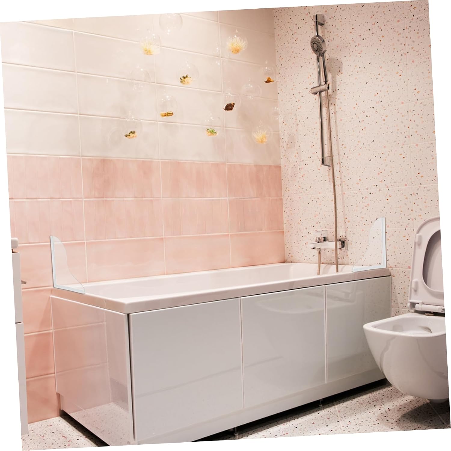 2pcs Bathtub Splash Guard Acrylic Silicone Corner Splash Shield for Bathroom and Kitchen No Drilling Required