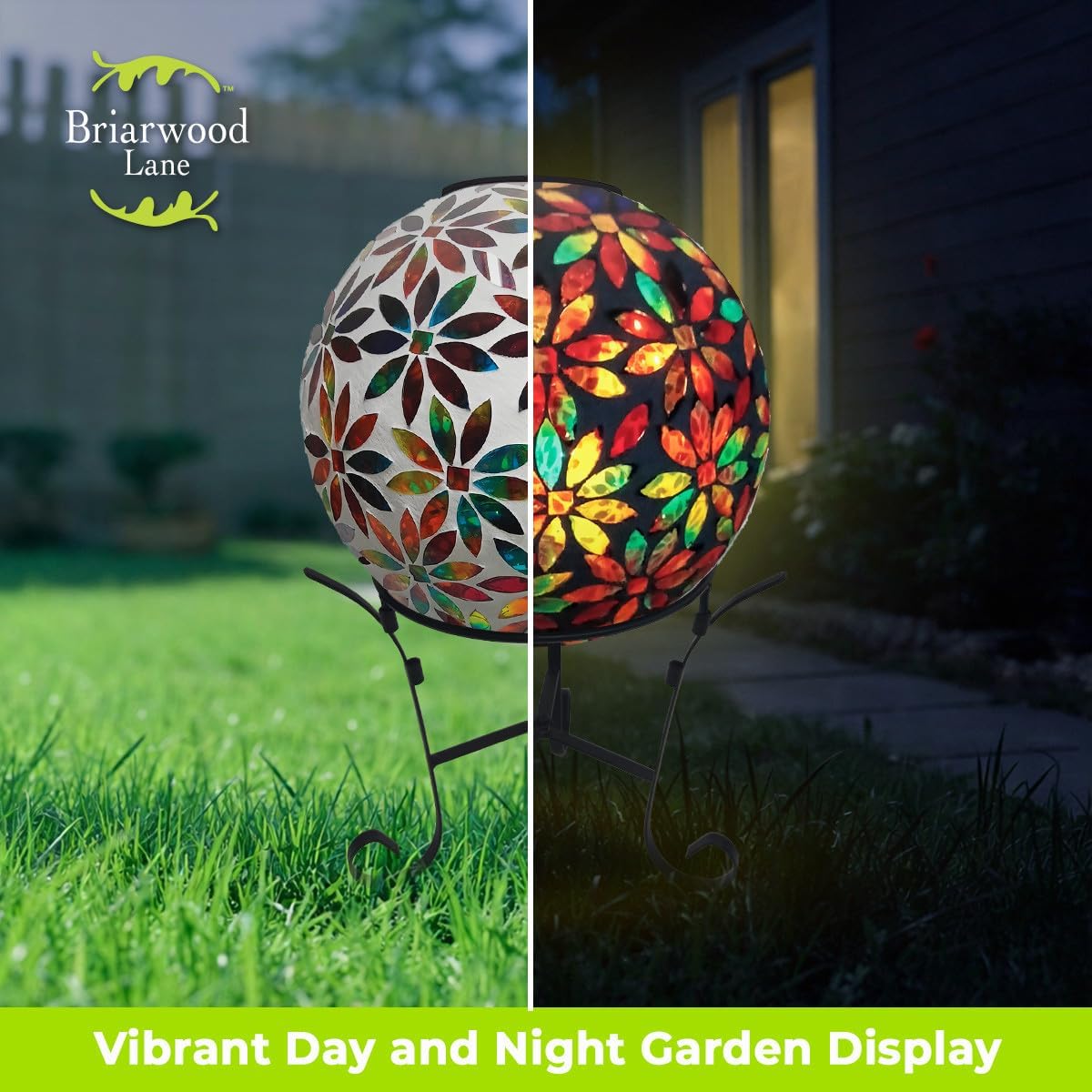 Briarwood Lane Rainbow Floral Solar LED Glass Gazing Ball