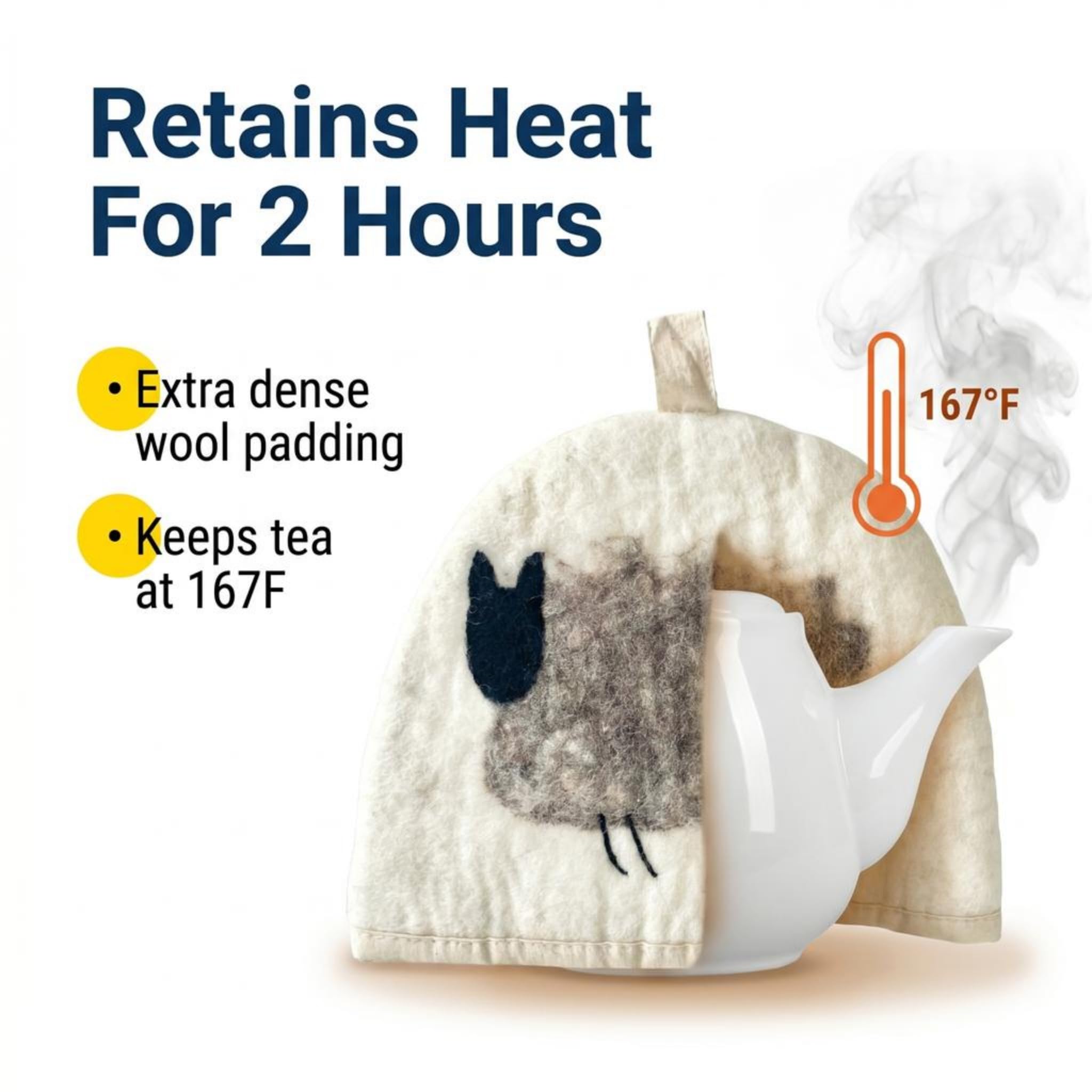 Glaciart One Funda de Tetera de Lana - Forma de Cúpula, para Tetera o Prensa Francesa, Hecha a Mano, Lana Natural, Mantiene Calor 2 Horas