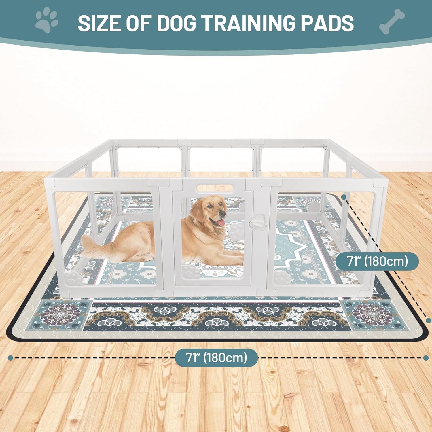 Washable Pee Pads for Dogs,1 Pack Super Absorbent Reusable Puppy Training Pads 72" × 72", Leak-Proof & Non-Slip,for Potty Training,Whelping,Crate & Playpen