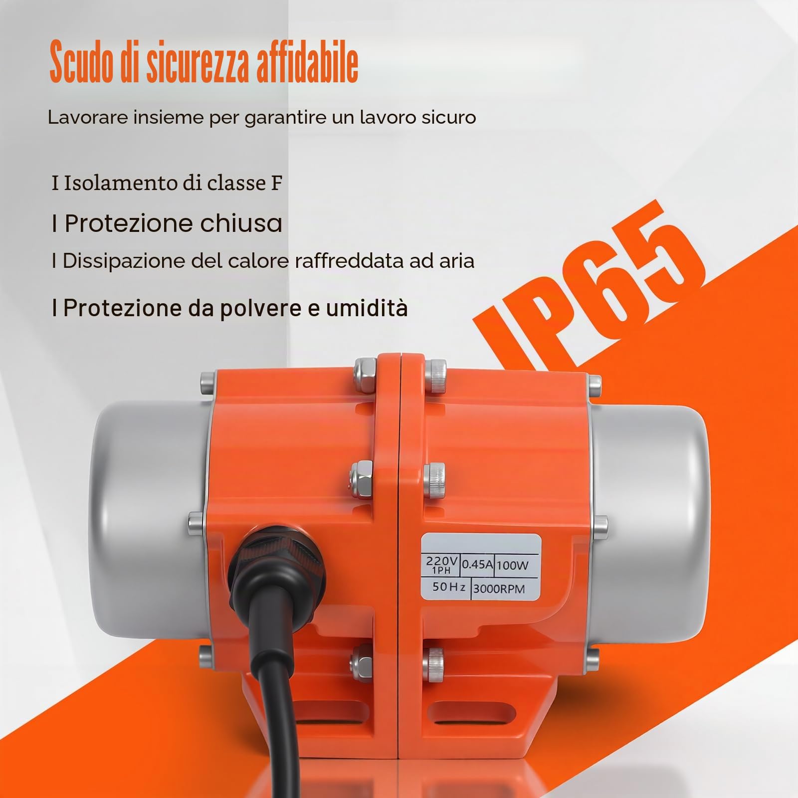 Motore a vibrazione con regolatore di velocità, 100 W, 220 V, vibratore elettrico, 3000 giri/min, motore multiuso, vibratore a basso rumore, motore vibrante per minerari, metallurgia, carbone