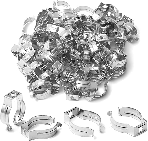 Miniatura 20 de Othmro Paquete de 100 clips T8 para tubo de luz LED, tubo fluorescente LED, acero al manganeso niquelado