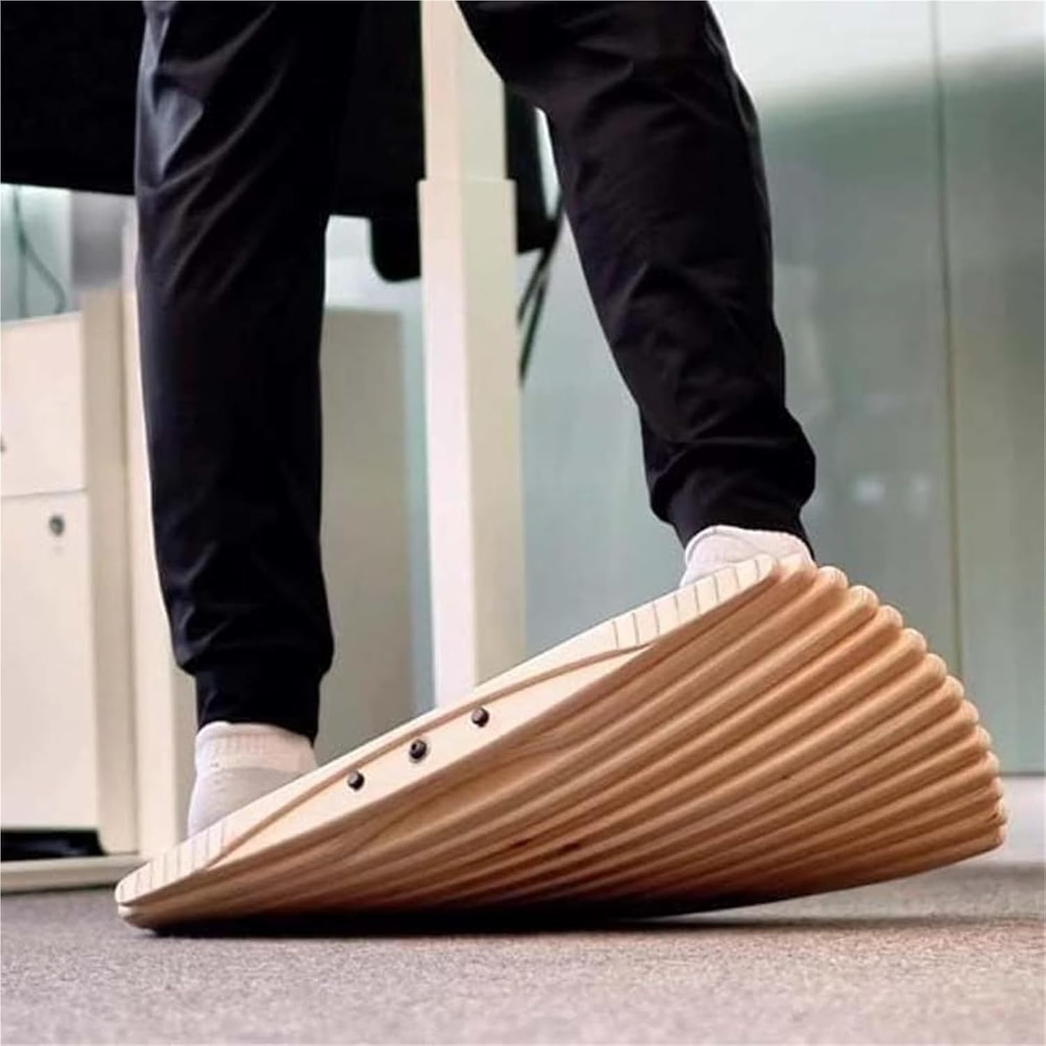 Wooden Balance Board, Ankle, Core Strength Trainer, Skiing Surfing Balance Simulator, Heavy Duty, For Gym Standing Desk Fitness
