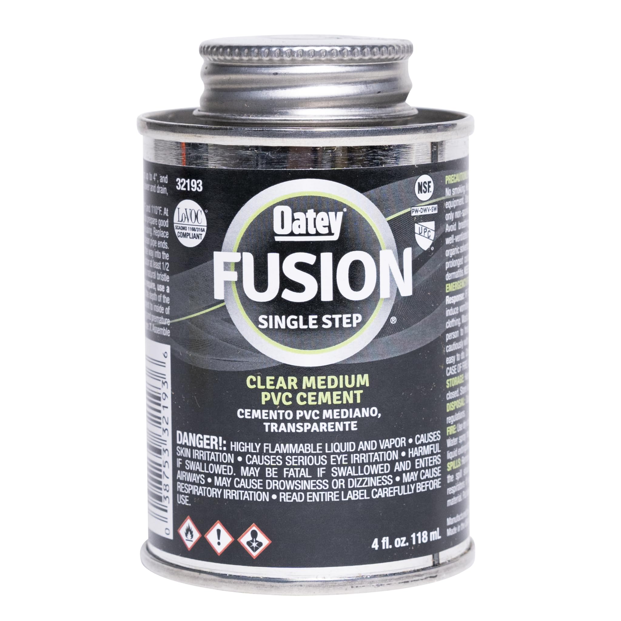 321935 Fusion One-Step Medium-Bodied Cement, 4 oz, PVC Clear