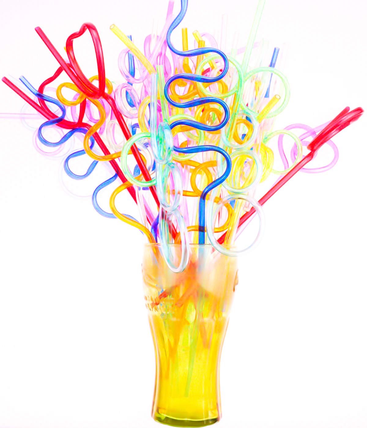 Heatoe 40 pcs Crazy Loop Straws Recyclable Drinking Straws Plastic Funny Straws Twist Silly Straws Assorted Color, 10 Shapes - Birthday Party Favor Supplies