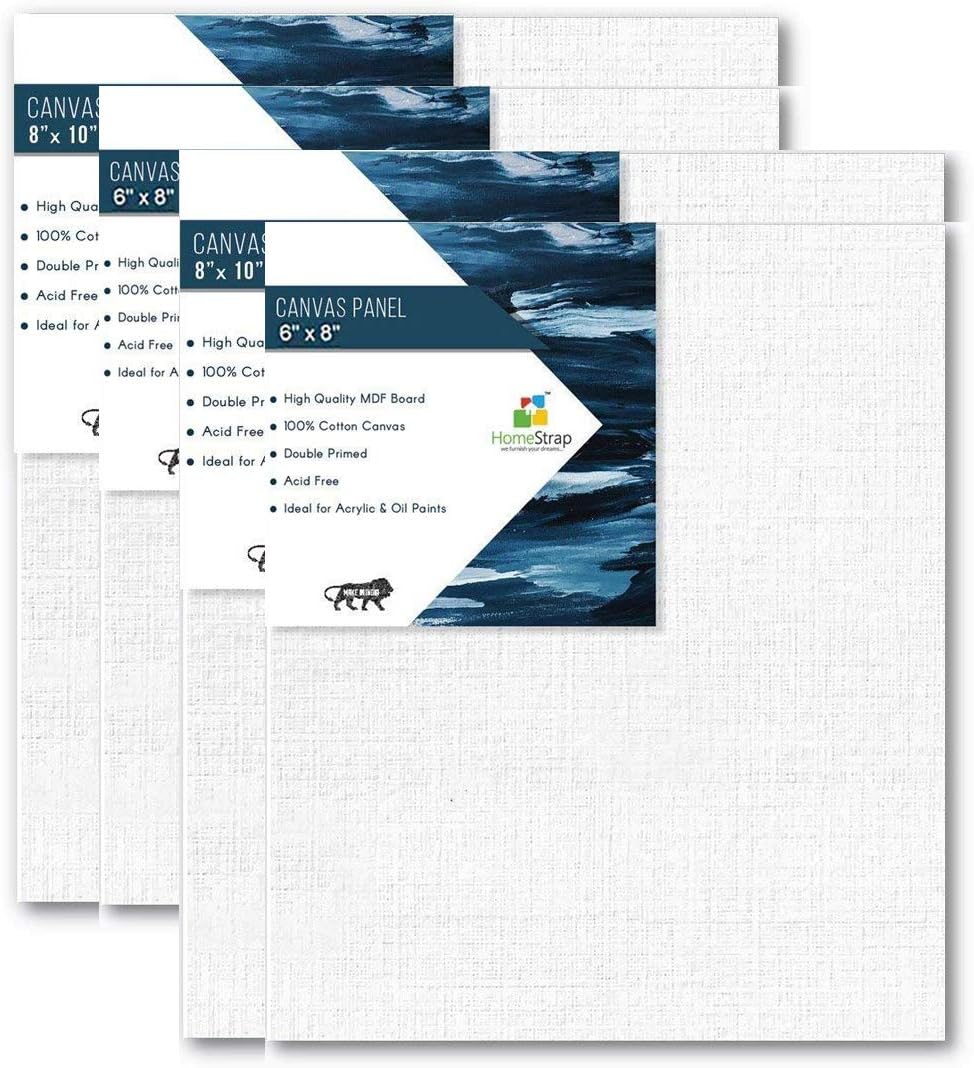 HomeStrap Cotton Canvas Board Medium Grain - Multi Size - Pack of 4 - White