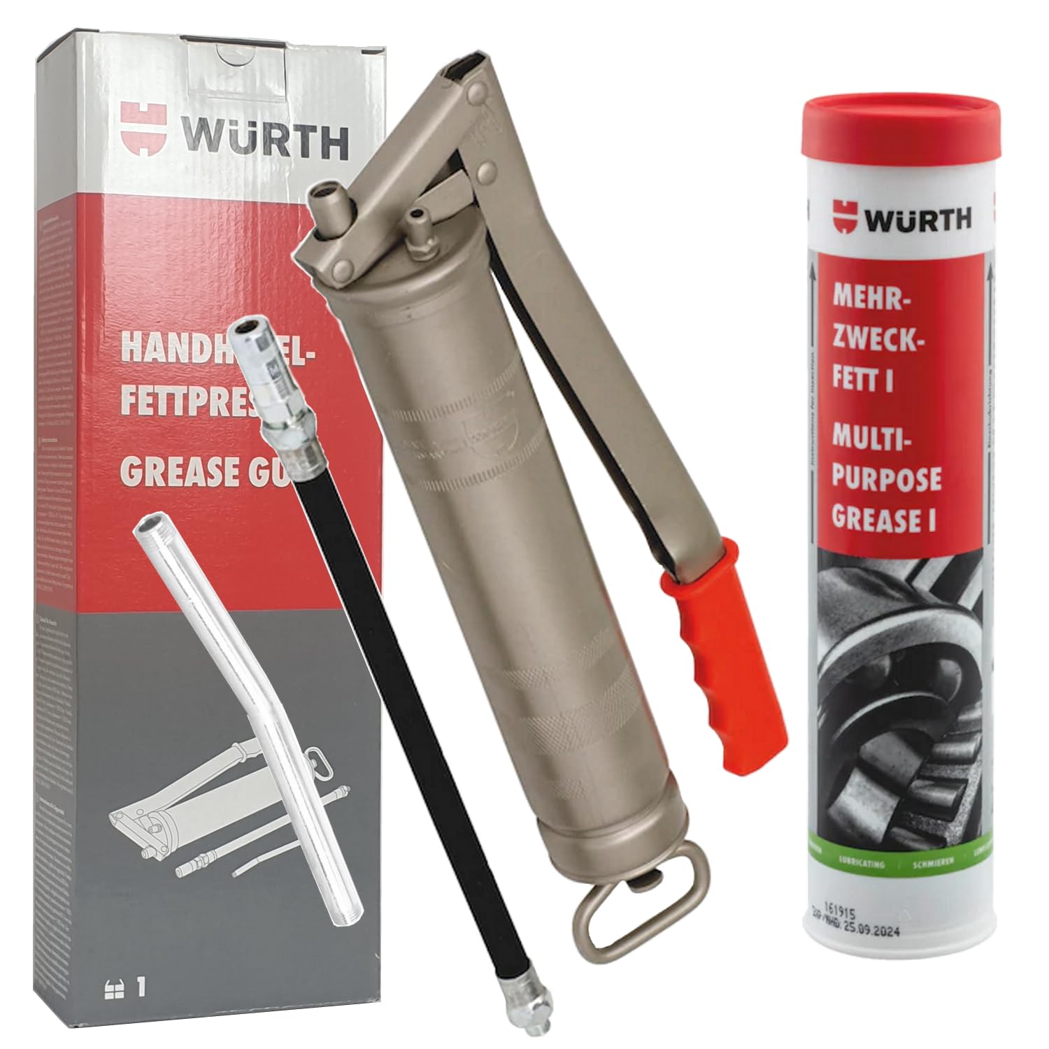 Würth hand lever grease press including 400g multi-purpose grease