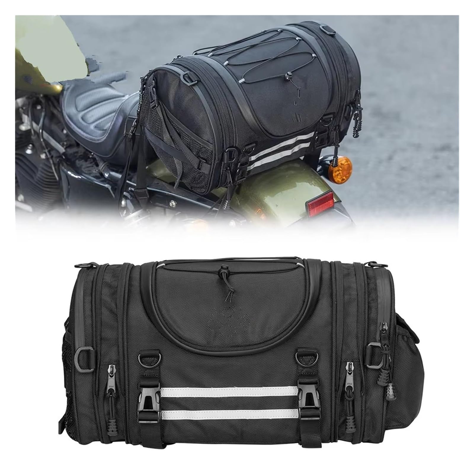 Moto Paraurti Borsa Universale Moto Coda Sissy Bar Espandibile Casco Portaoggetti Posteriore Sella Bagagli Borsa da