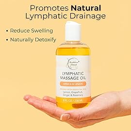 Lymphatic Massage Oil for Massage Therapy | 100% Natural Lymphatic Drainage Oil | Premium Quality with Arnica, Lemon & Ginger | for Post Surgery Recovery & Detox | 8oz by Brookethorne Naturals