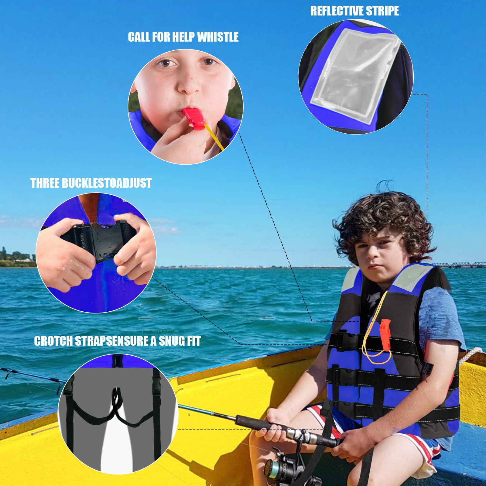 Gilet de Natation pour Enfants, Aide à la flottaison, Kid Vest Maillot de Bain avec flottation Sangle de sécurité réglable - Idéal pour garçons et Filles
