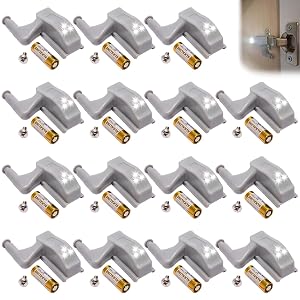 Pack of 15 Hinge LED Light Hinge LED Sensor Light Universal Cabinet Hinge Sensor Light Wardrobe Hinge Light for Home Kitchen Cabinet Lighting Home Kitchen White
