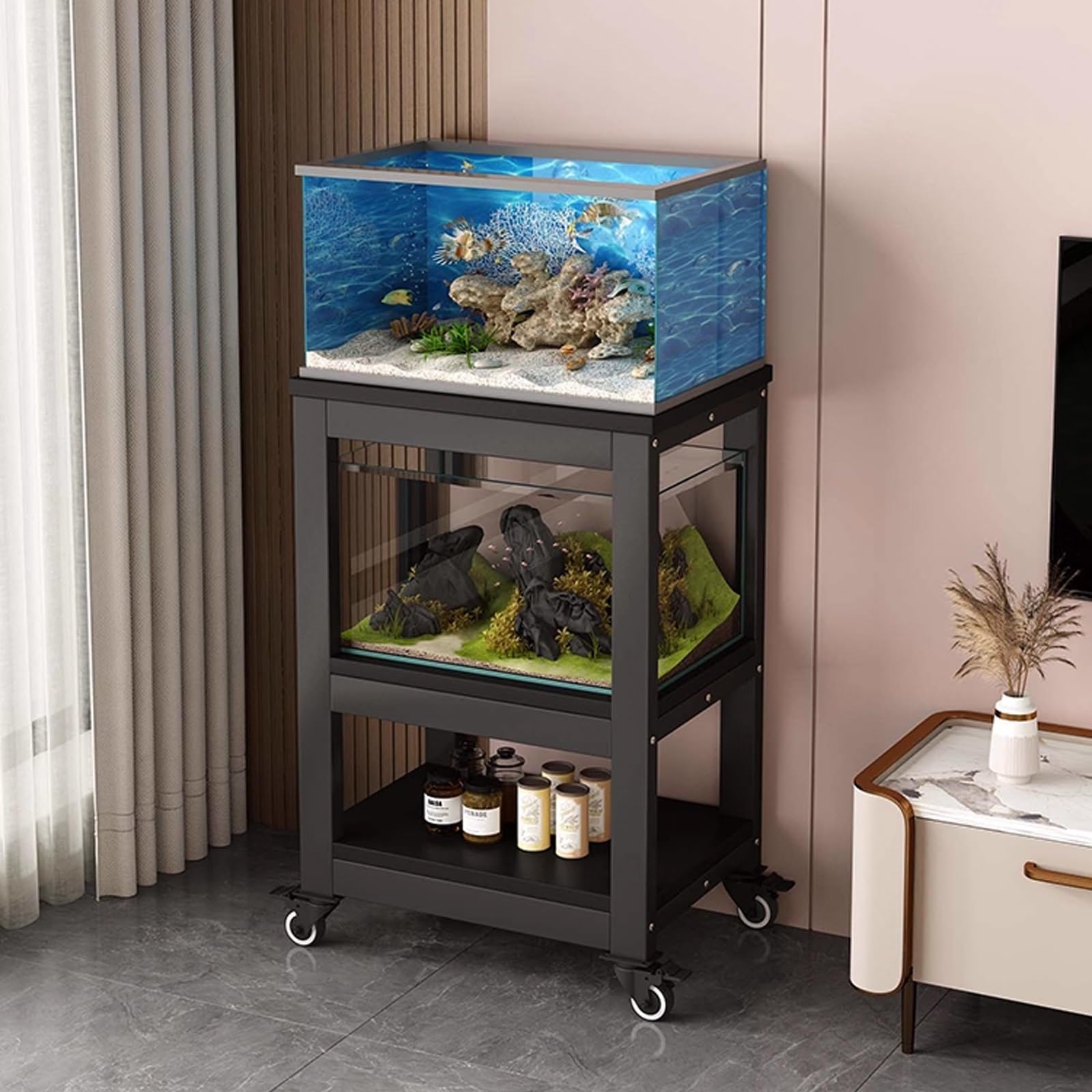 Light Luxury Minimalist Fish Tank Stand, Multi-Tier Storage Aquarium Stand, Versatile and Durable, Ideal for Study Rooms, Bedrooms, Offices, and Living Rooms(Style A,24.0x23.6x40.6in)