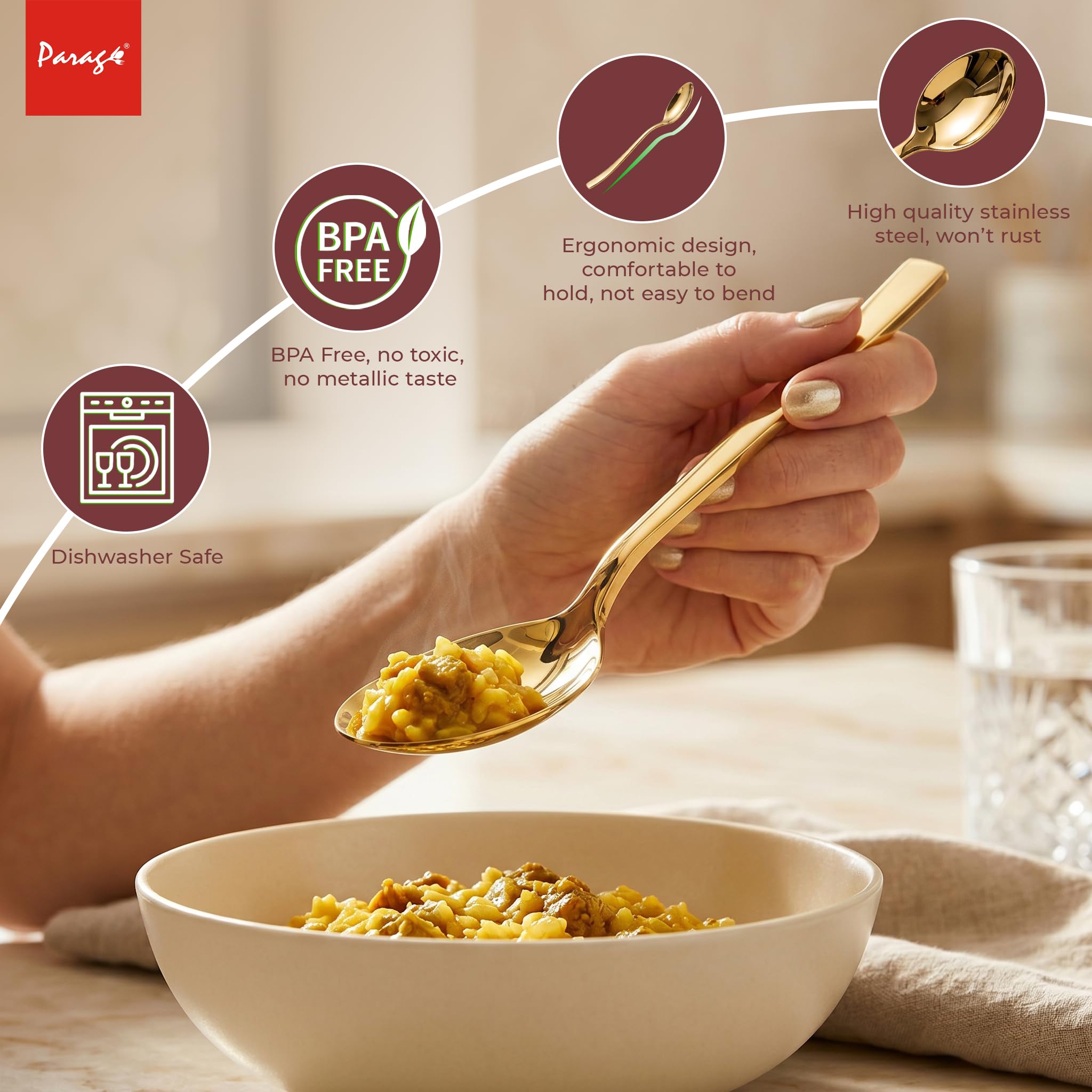 Parage Golden Spoon Set - Luxury Stainless Steel Cutlery -6