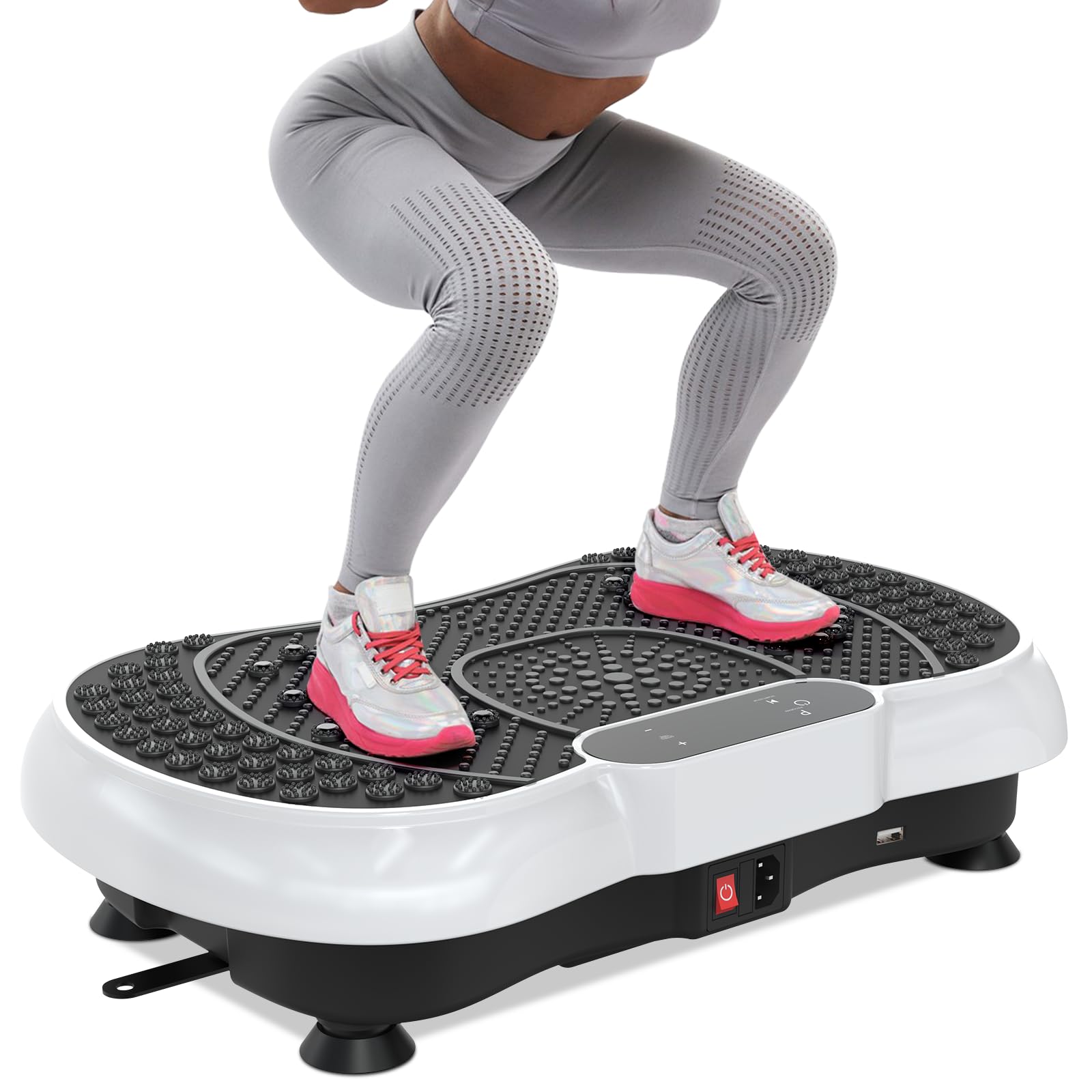 HomeFitnessCode Vibrationsplatte für Frauen Männer - Vibrationsgerät mit Mehreren Intensitätsstufen + Vorprogramm Vibrationstrainer Fitnessgerät Zuhause für Abnahme Muskelaufbau Ganzkörpertraining