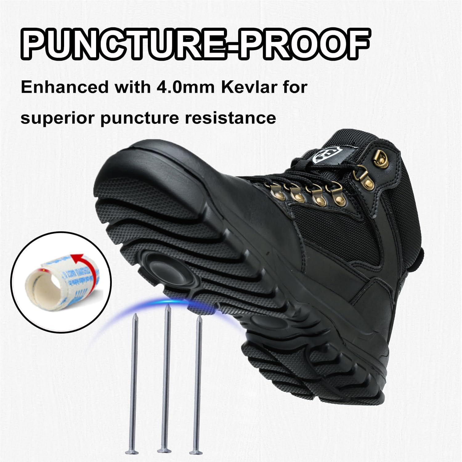 PJZHJ Waterproof Steel Toe Boots for Men-6 Inch Lightweight Steel Toe Shoes Puncture Proof Safety Work Boots Construction Shoes - Image 4