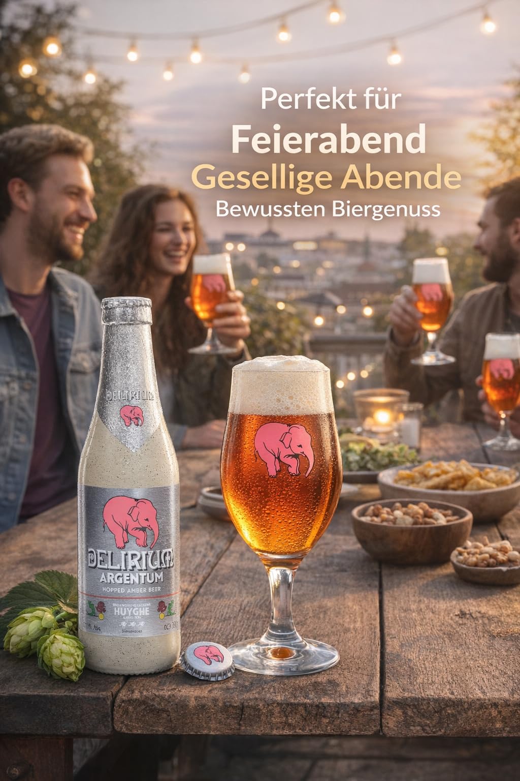 Delirium Argentum IPA Bier 24x 0,33l – Belgische Jubiläumsedition der Brauerei Huyghe – Stark Gehopftes Craft Beer mit 7% Vol – Limitierte Delirium Serie mit Intensivem Aroma & Fruchtigen Hopfennoten
