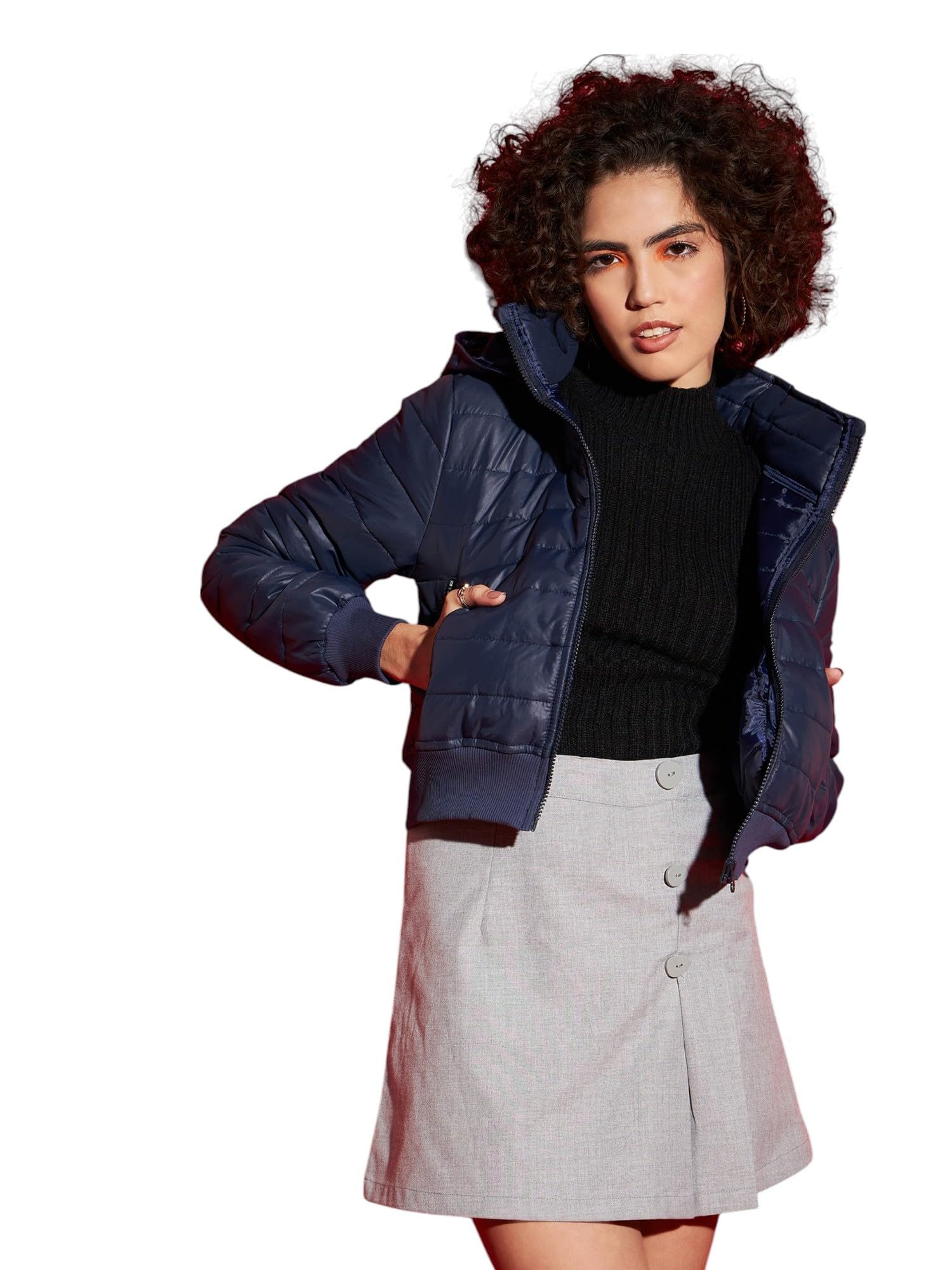sassafras Women Hooded Crop Bomber Jacket-picture-43