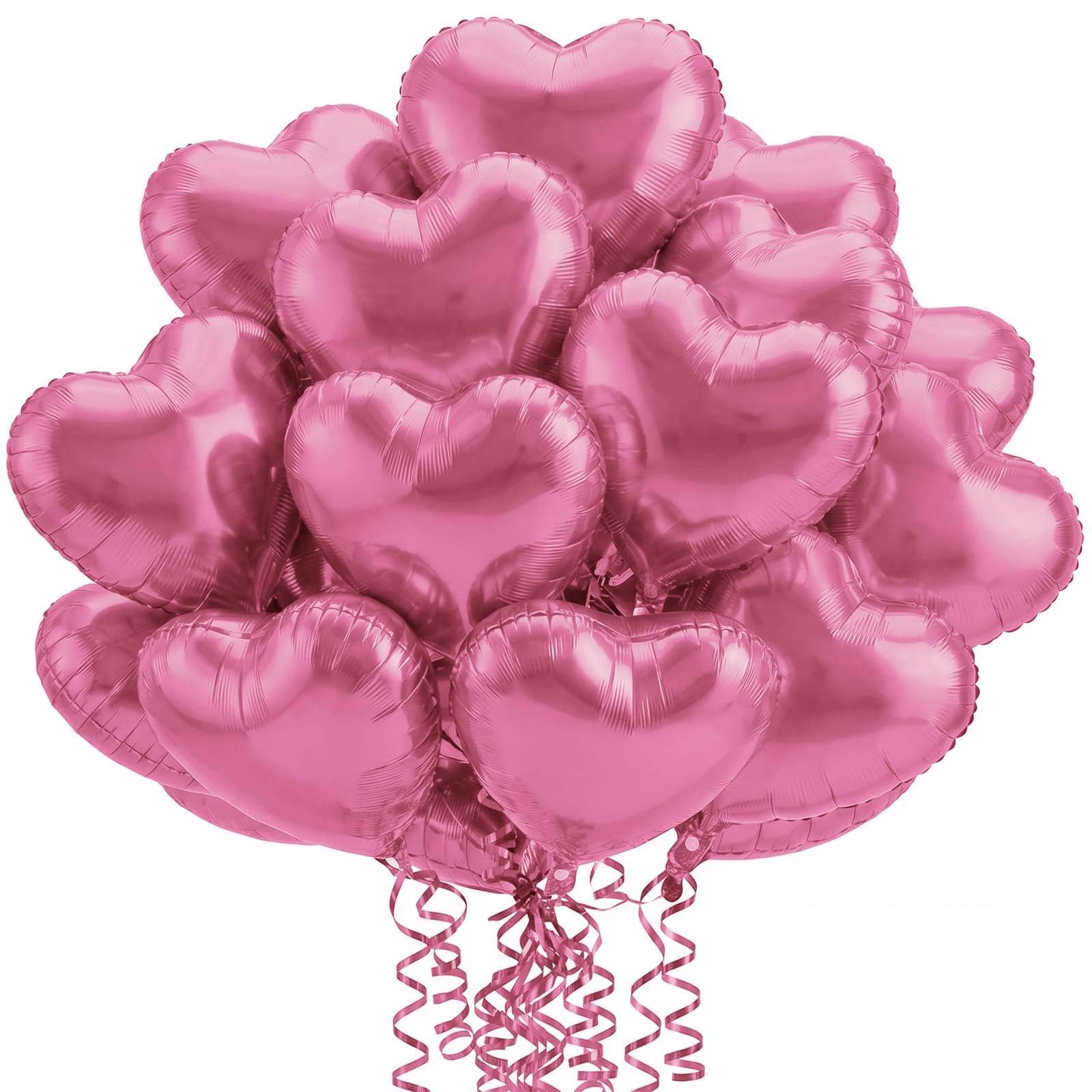 36 Pcs Pink Heart Balloons,18 Inch Heart Foil Balloons Valentine Balloon for Wedding Engagement Party Valentine Day Decorations