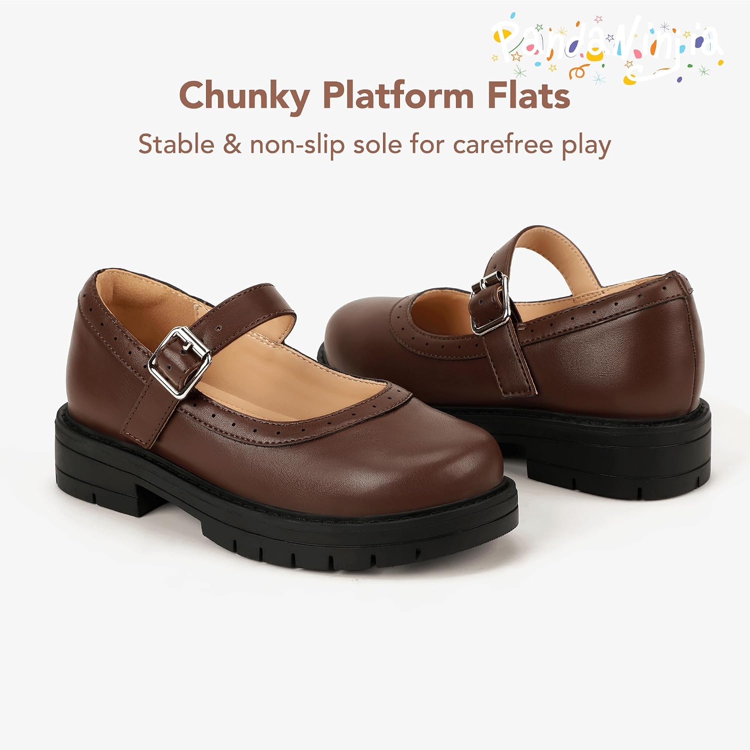 PANDANINJIA Girls Mary Jane School Uniform Shoes image 5