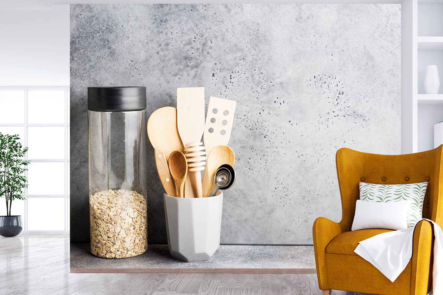 MuchoWow Papier peint Muesli - Spatule - Ustensiles de cuisine Papier peint photo 325x260 cm Papier peint imprimé