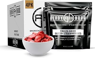 Sliced Strawberries Case Pack (32 Servings), Freeze-Dried Non-GMO Fruit, Survival and Camping Snacks, Healthy Emergency Shelf Stable Prepper Food