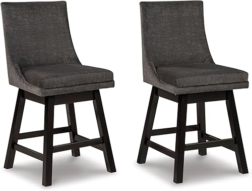 Signature Design by Ashley Tallenger Taburete tapizado de 25 pulgadas de altura de encimera, 2 unidades, gris