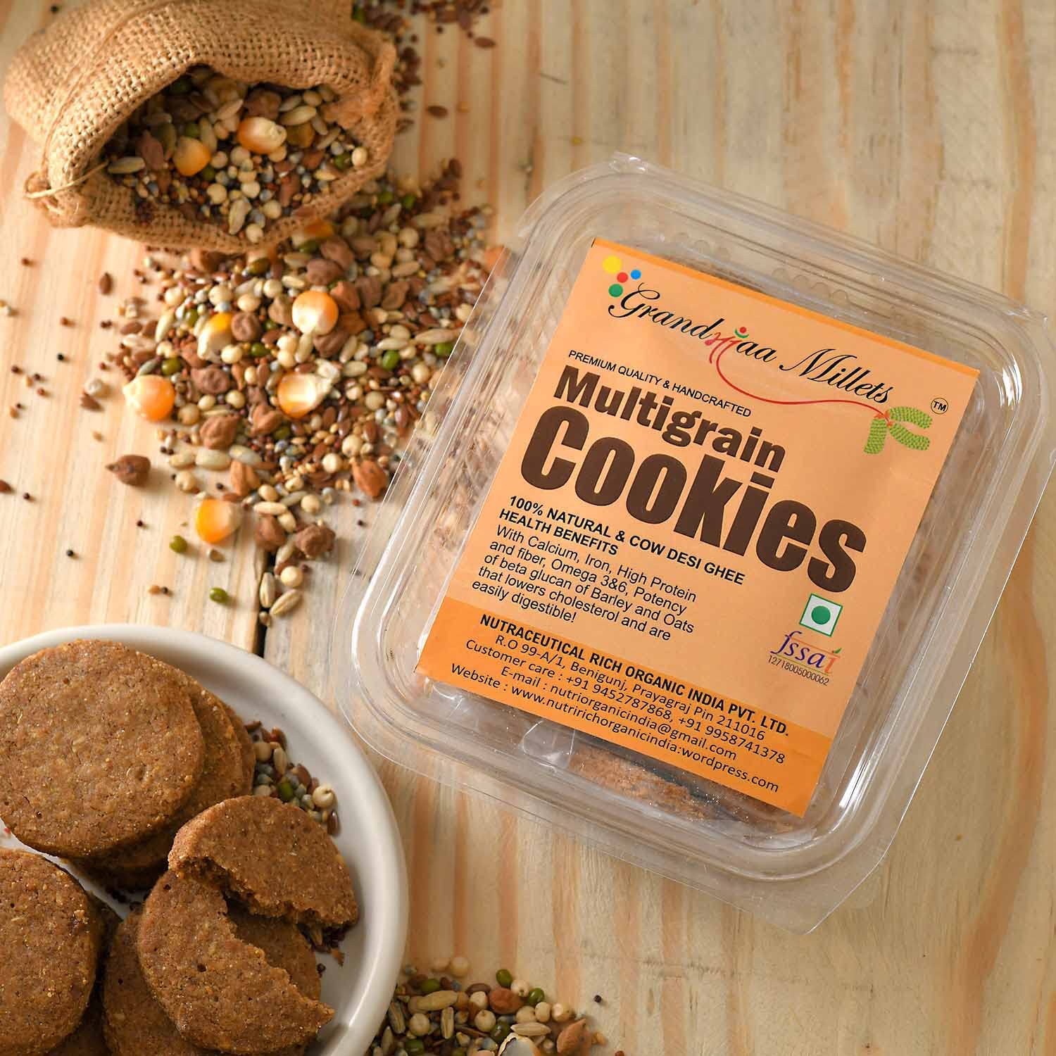 GRANDMAA MILLETS Multigrain Atta Cookies, High Fiber Cookies, 200 Grams