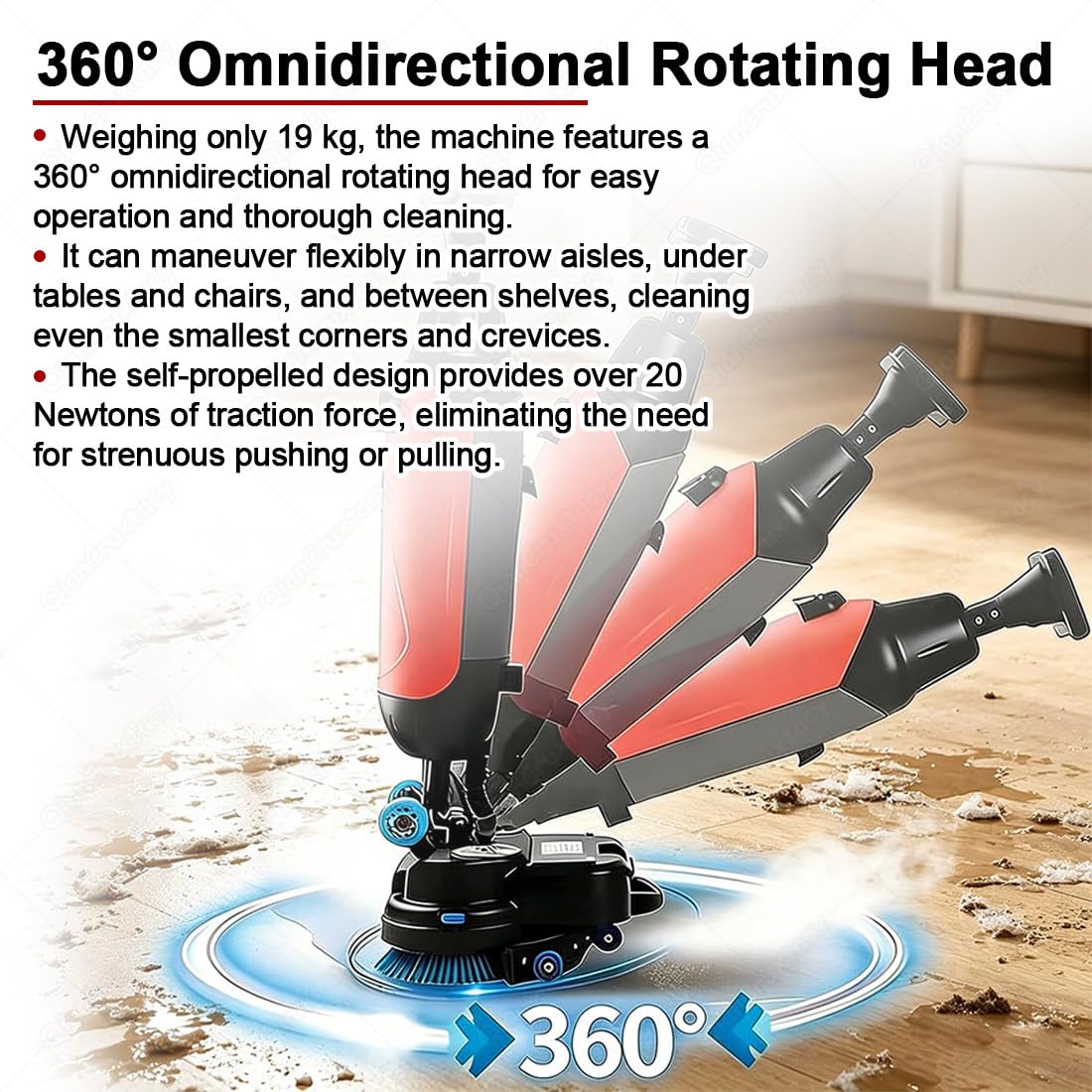 Scrubber Professionale con Serbatoi Separati da 4.5L E 7.5L,Spazzole di Pulizia Motorizzate da 430mm,Soluzione di Pulizia Efficace con Copertura di 1200 M²/H,per Domestico E Commerciale