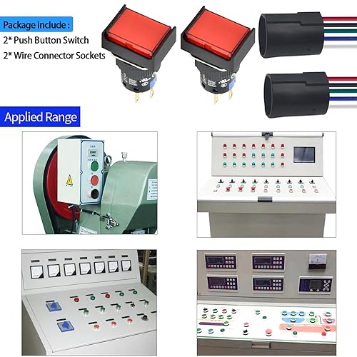 Miniatura 7 de ZGSZJHF Interruptor de botón de bloqueo de 0.630 in rectangular certificado UL con luz 1224V DC LED ONOFF con enchufe cable 5A 250V impermeable 0.63