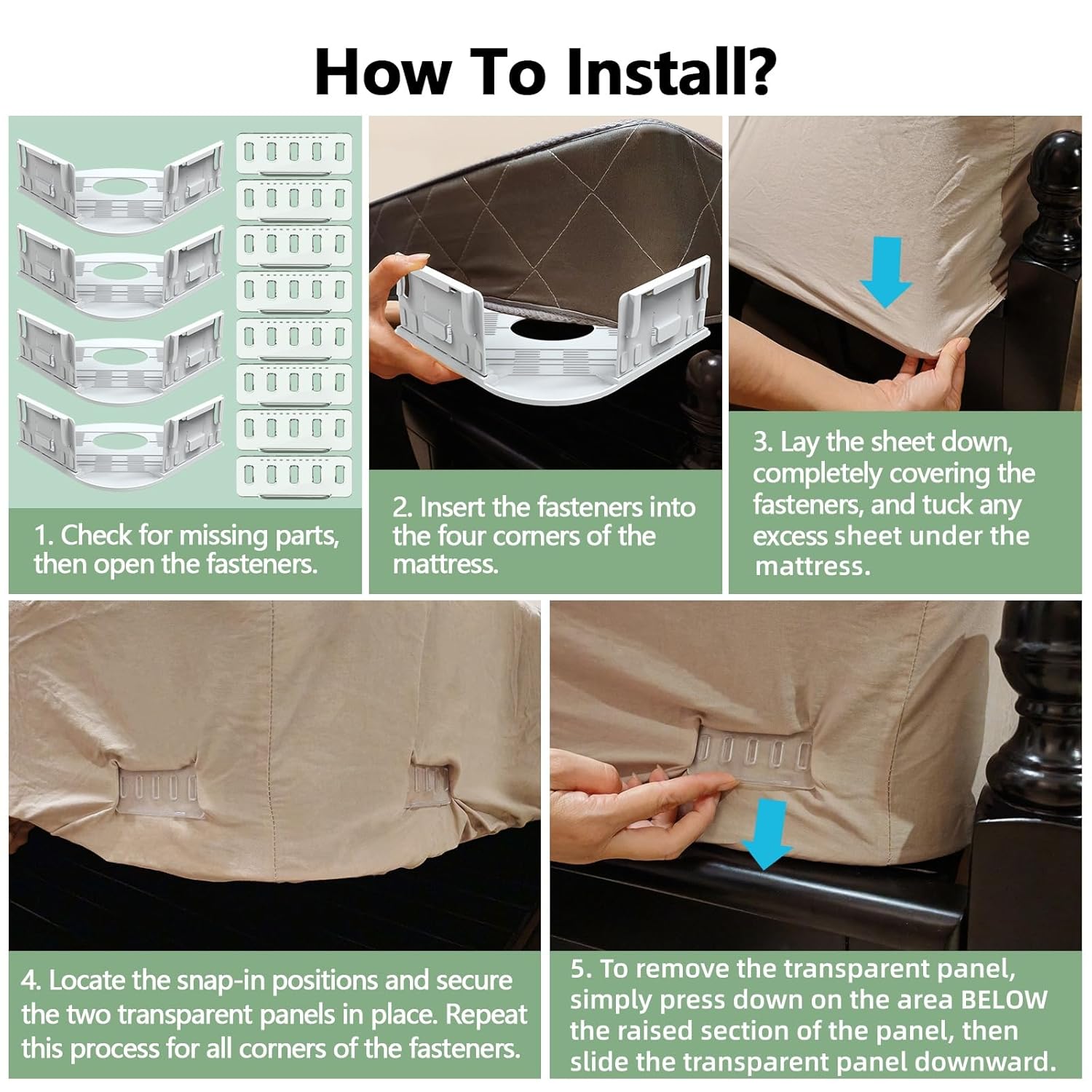 Bed Lock Sheet Holders - 8Pcs Heavy Duty Bed Sheet Holders for Corners, Keep Bedsheet Tight & Firm, Anti-Slip Clip-On Secure Fasteners Fit for All Mattress Sizes, Apartment Essentials (White)