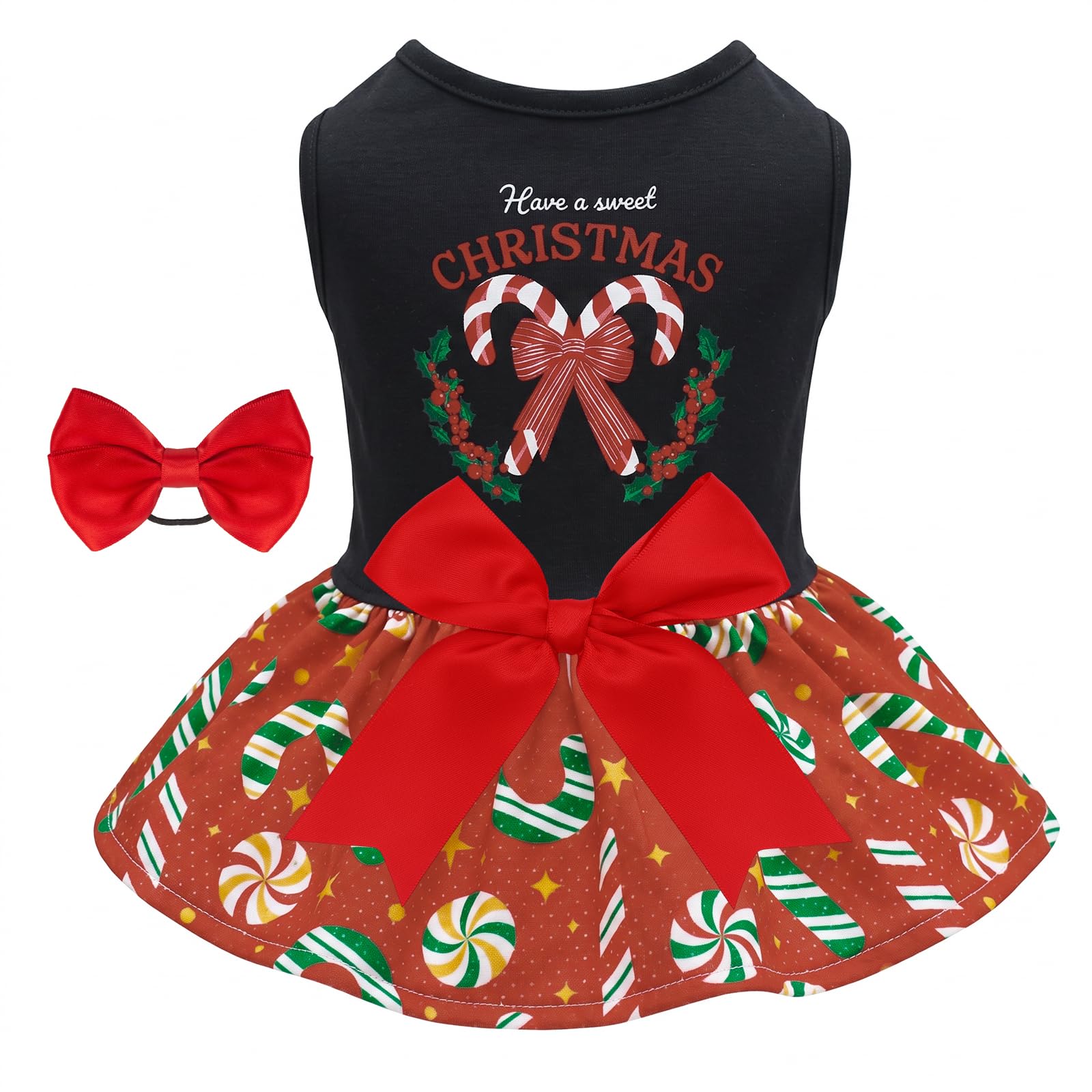 CuteBone Dog Mesh Dress Christmas Puppy Sundress Pet Outfit Summer Fashion for Small Dogs Girl Cat Clothes BF51M-D