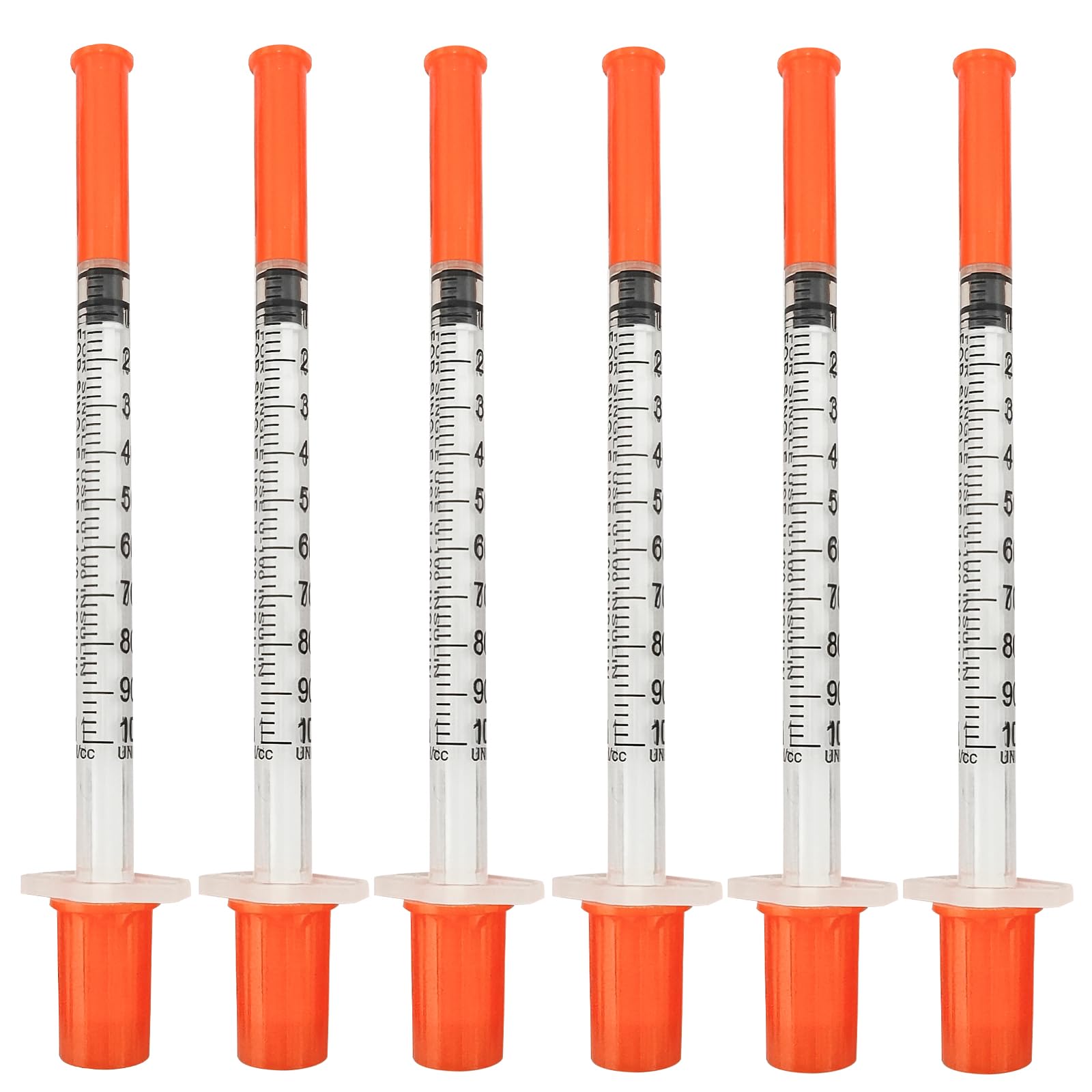 Shudyear 100 Pack 1ml 0.3x13mm Syringe 30G, Plastic Multiple Uses Measuring Tools, 1ml Syringes With Cap, dispensing measuring tool, laboratory accessories, individually sealed packaging (100)