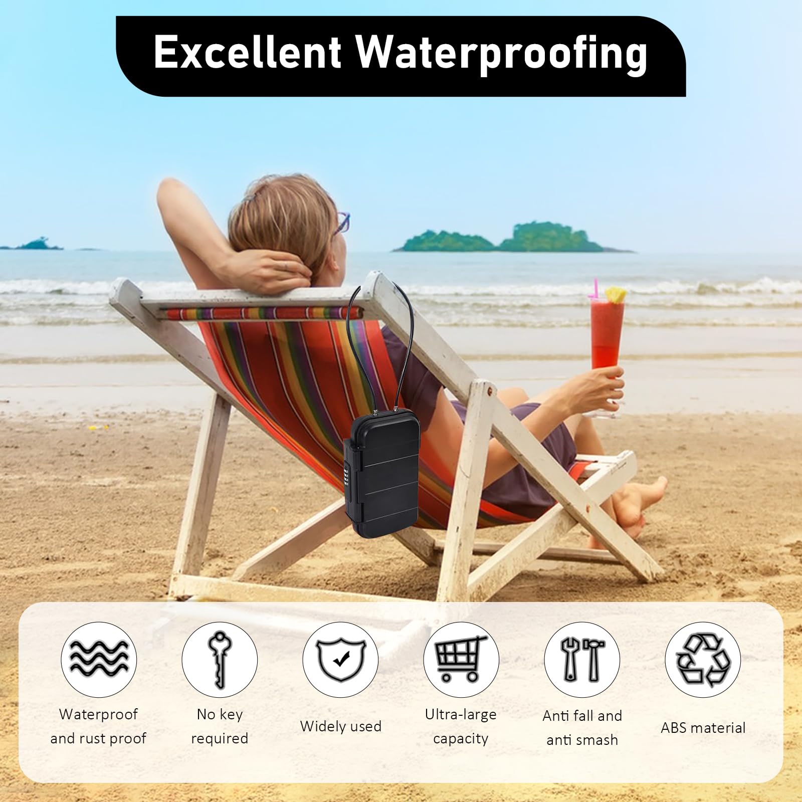 Coffre-fort Portable Anti-vol Avec Code • Mini Safe Plage & Camping • ABS Étanche • Pour Téléphone, Argent, Bijoux