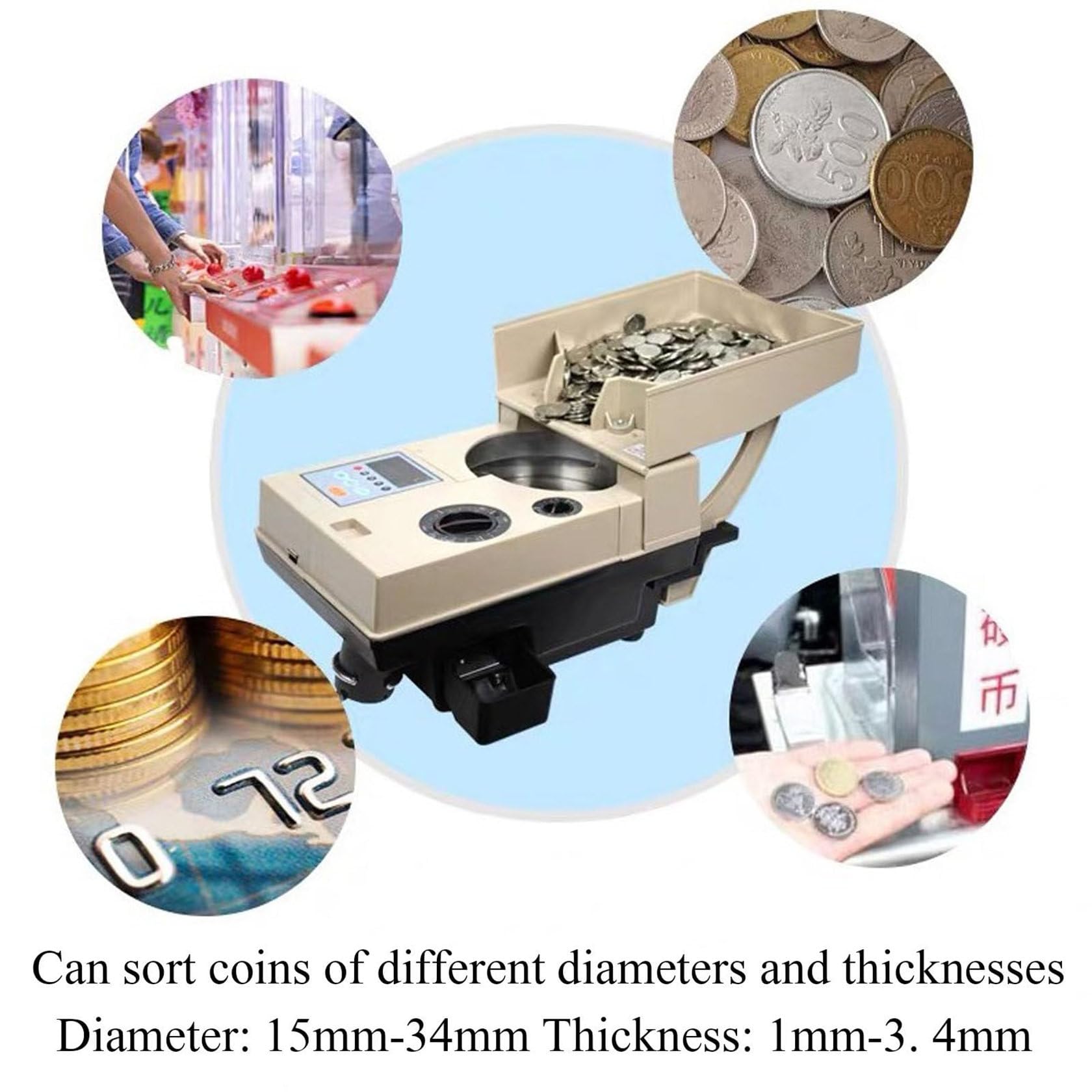 Conta Monete E Selezionatrice Elettronica, 1200 Pezzi/Min Conta E Selezionatrice Automatica Di Monete Per 15 Mm~34 Mm, Macchina Selezionatrice Di Monete, Per Aziende, Banche, Negozi, Ristoranti