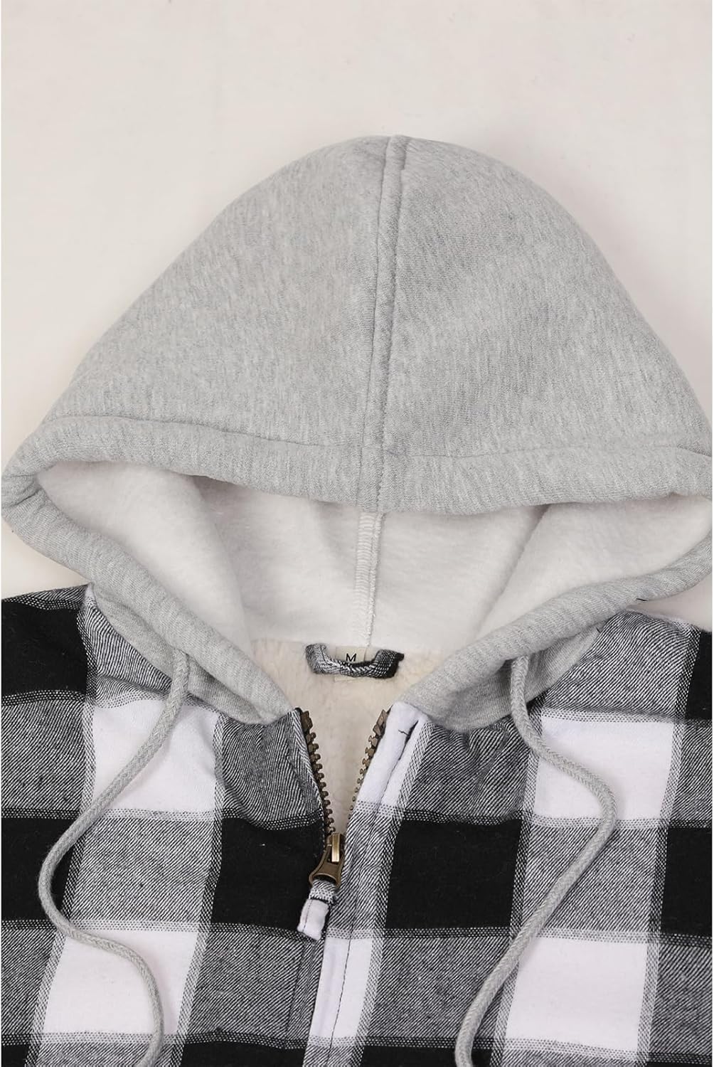 ZENTHACE Women's Hooded Flannel Shirt Jacket,Sherpa Lined Full Zip Fall Winter Plaid Shacket - Image 5