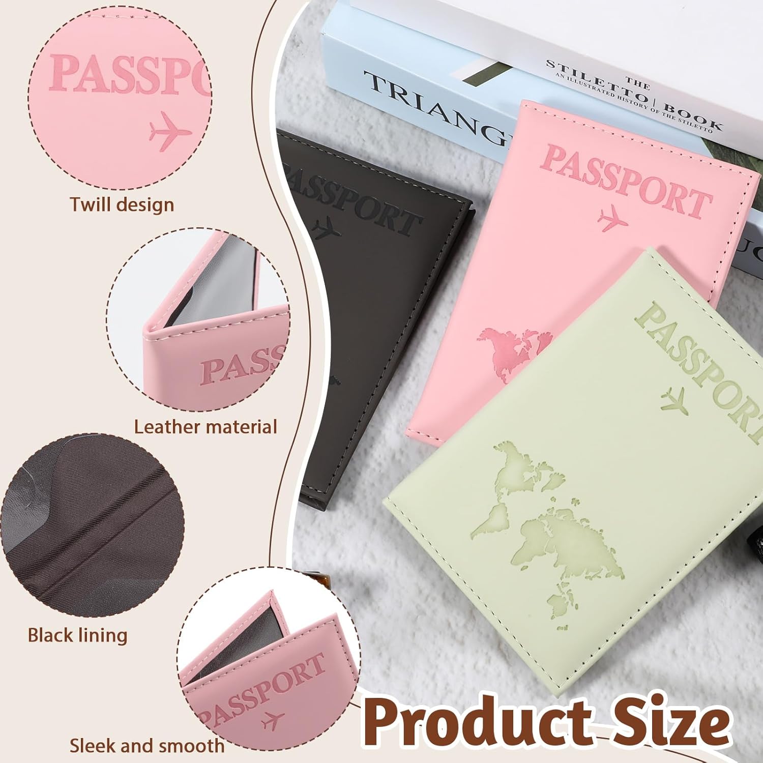 3 Pcs Passport Holder Passports Wallet Cover for Travel Passport Cover Passports Protector Essentials for Women and Men Travel Must Haves Accessories - Image 4