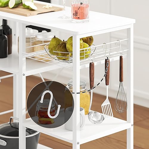 Miniatura 7 de soges Estante de cocina de 3 niveles para horno de microondas, estante de estación de trabajo, color blanco