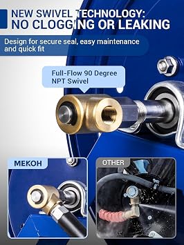 MEKOH Large Commercial Pressure Washer Hose Reel 350ftx3/8”, 5000PSI Manual