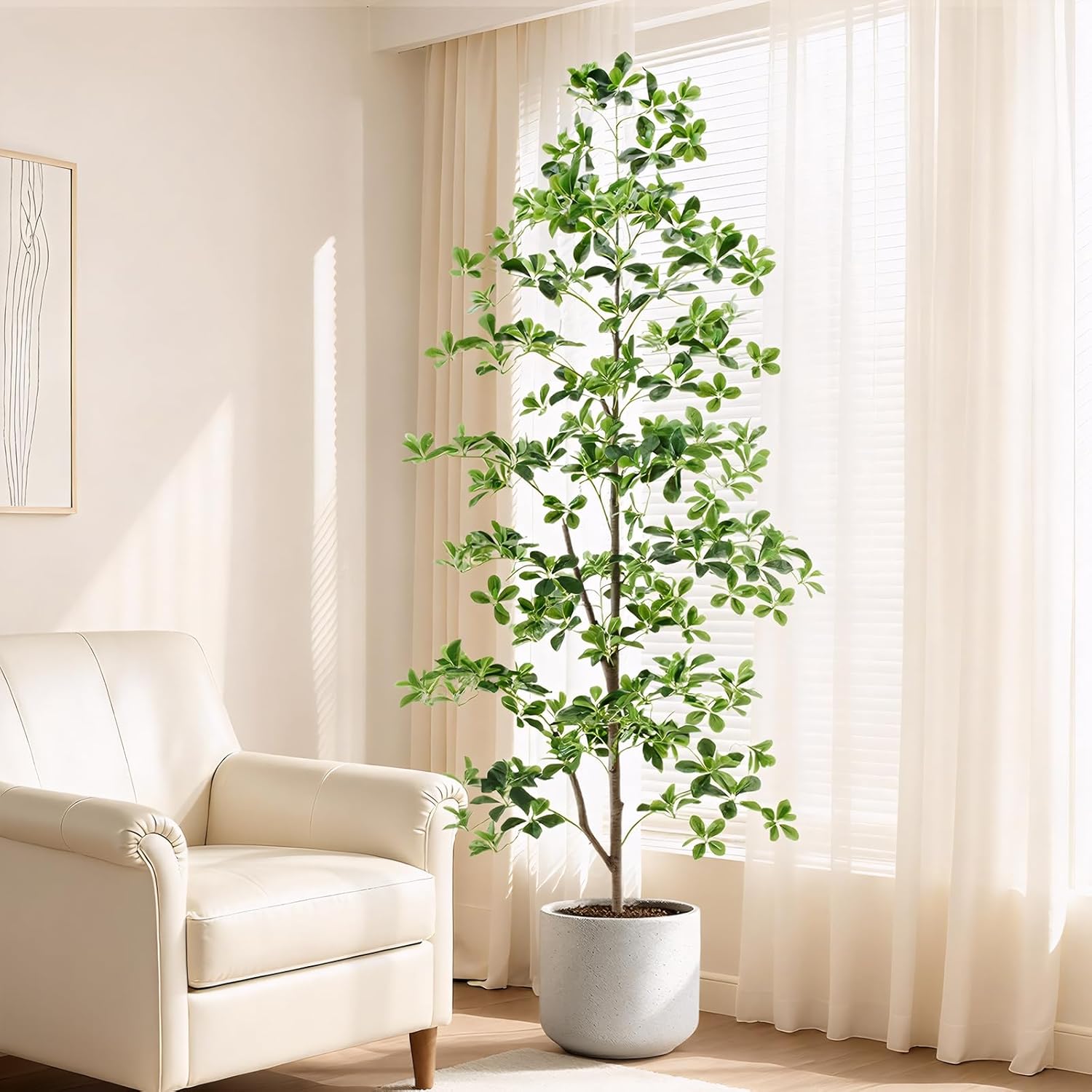 7ft Tall Artificial Black Olive Tree with 1260 Lifelike Leaves, Tall Fake Greenery Olive Silk Plants Artificial Tree Indoors in Pots, Faux Olivo Tree for Living Room Office Decor - Image 3