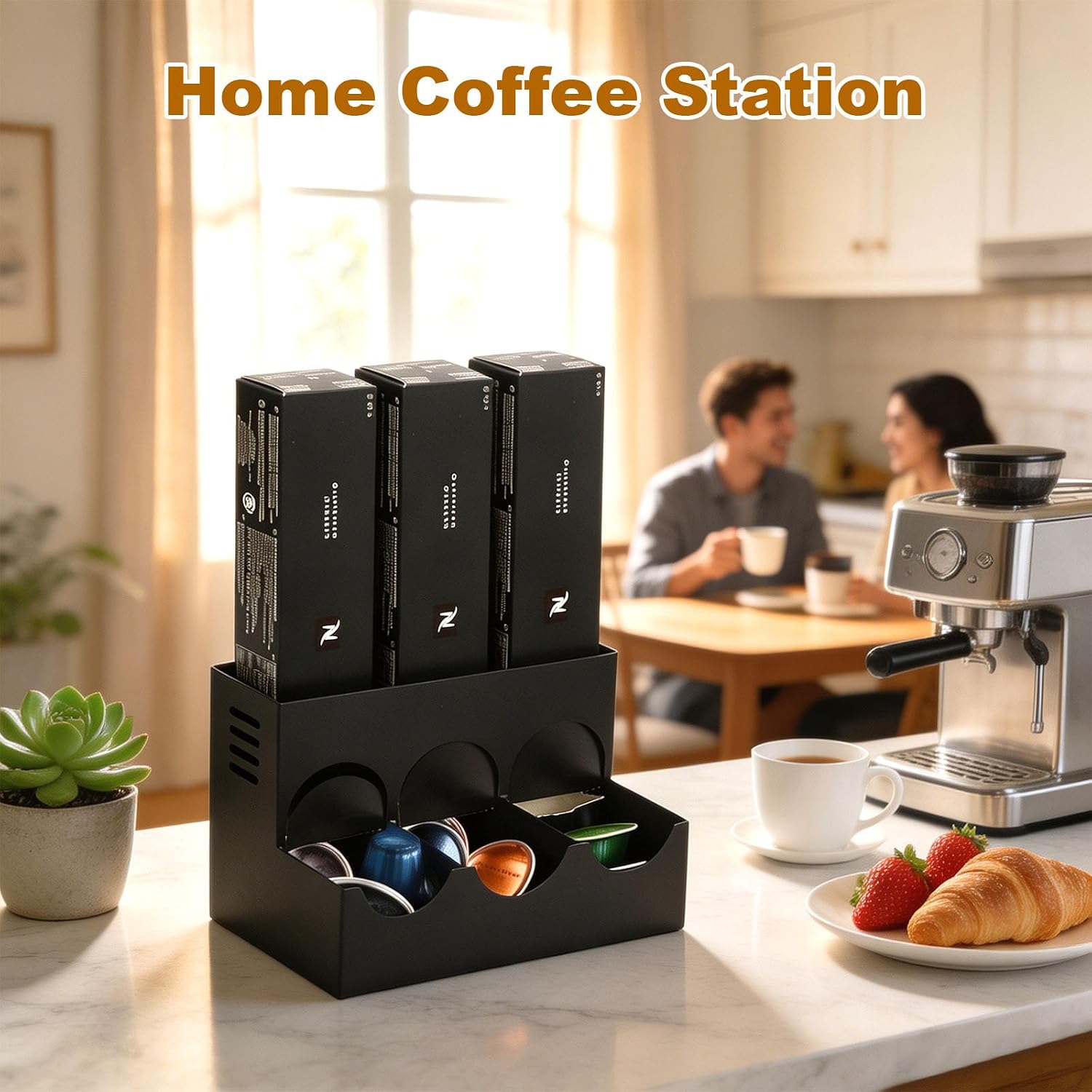 Metal Pod Holder for Nespresso Vertuo Capsules, Black, 3 Coffee Flavors