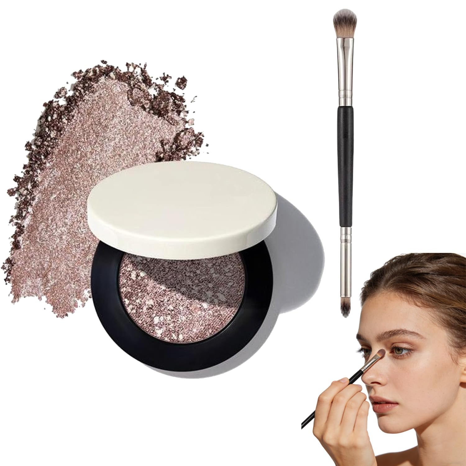 Multicolor Metallic Eyeshadow, Metallic Eyeliner & Eyeshadow with an Brush, Buildable, Shimmering Eye Shadow with a Foiled MetallicFinish, For Day Look or Evening Effect (01#+02#)