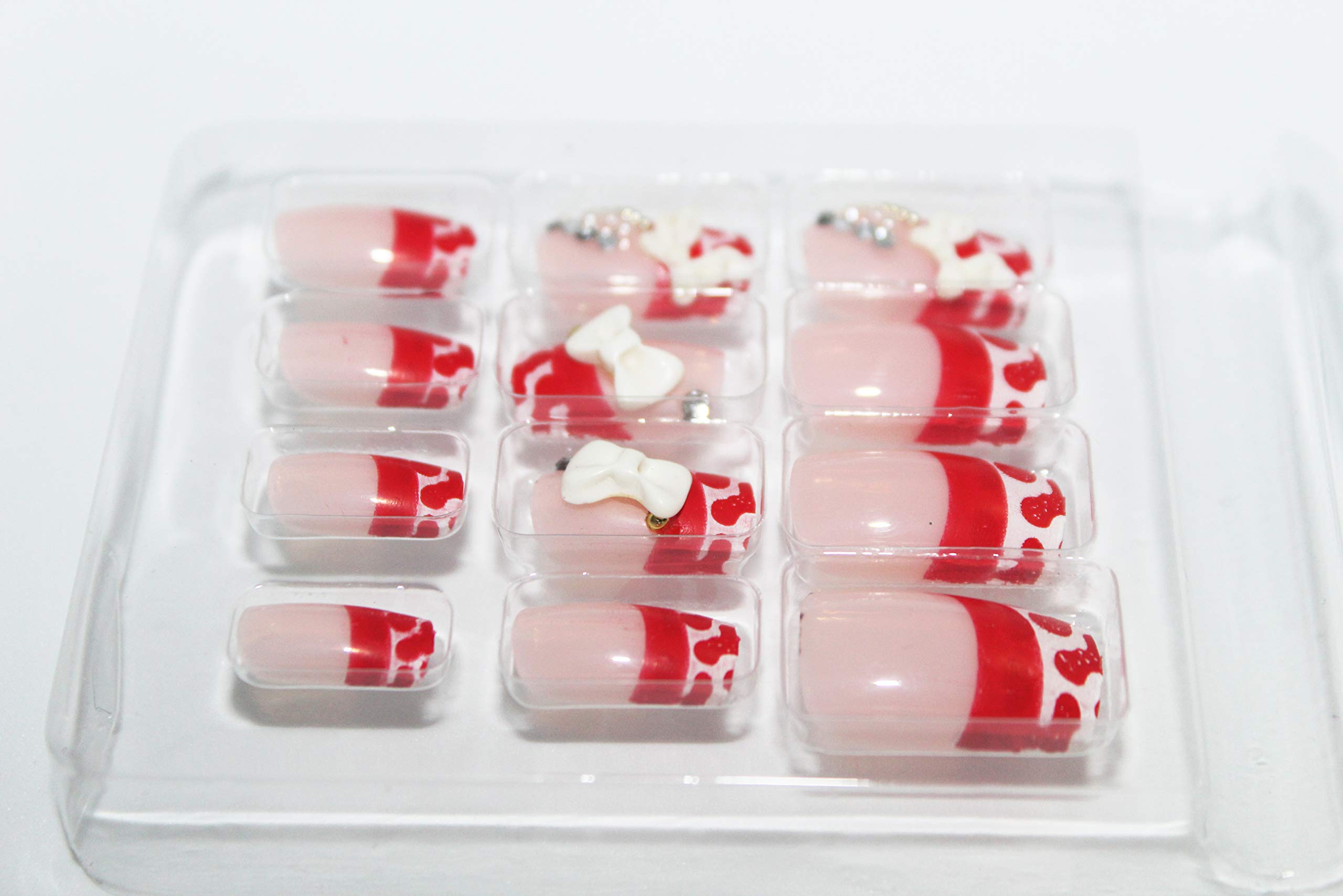 SoShFAKE NAIL art reusable French long Artifical False nails�12 Nails in Graduated size with Free Glue