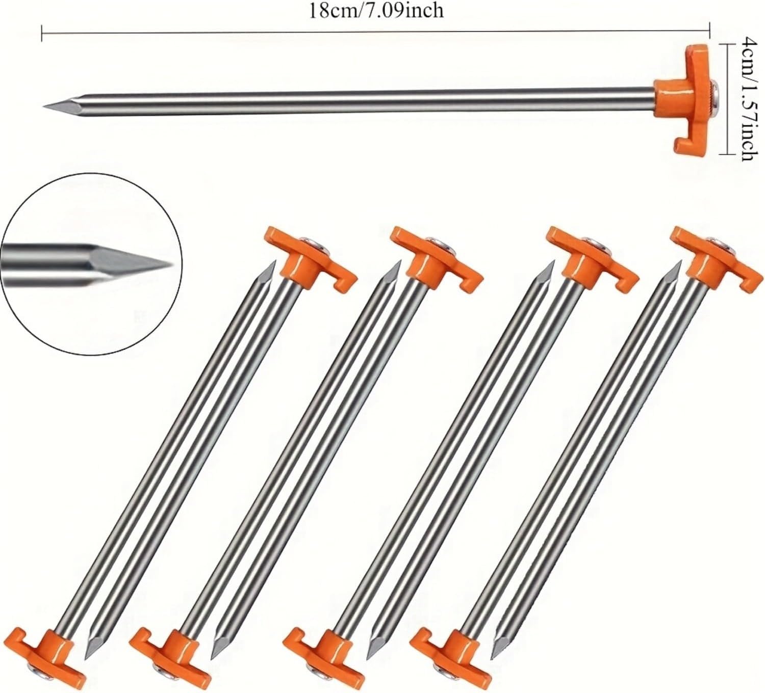 Tent Stakes 20 Pack, 9.84 Inch Heavy Duty Galvanized Non-Rust Ground Stakes Metal Tent Pegs Ground Stakes Tent Spikes for Camping Patio, Garden, Canopies, Grassland, Outdoor, Orange