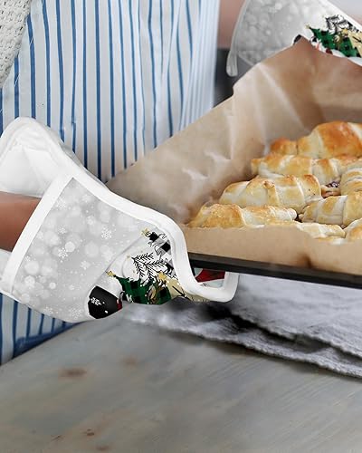 Miniatura 6 de Juego de 4 agarraderas de tela de toalla de invierno para cocina, antideslizantes y aislantes de calor, juego de agarraderas de tela de toalla con