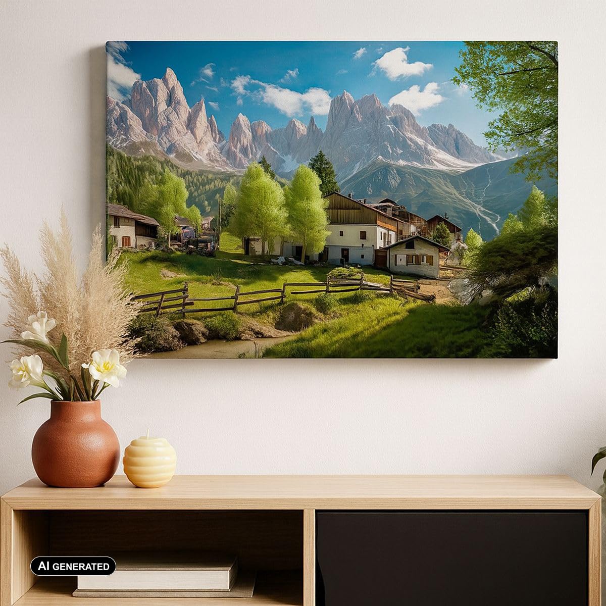 Lienzo Decorativo 120x80cm Moderno Horizontal Arquitectura Paisajes - 5814 | montañas Paisaje Alpes Cuadro sobre Lienzo Grande Arte mural Decoración del Hogar Salón Dormitorio Oficina Cuadros de Pared