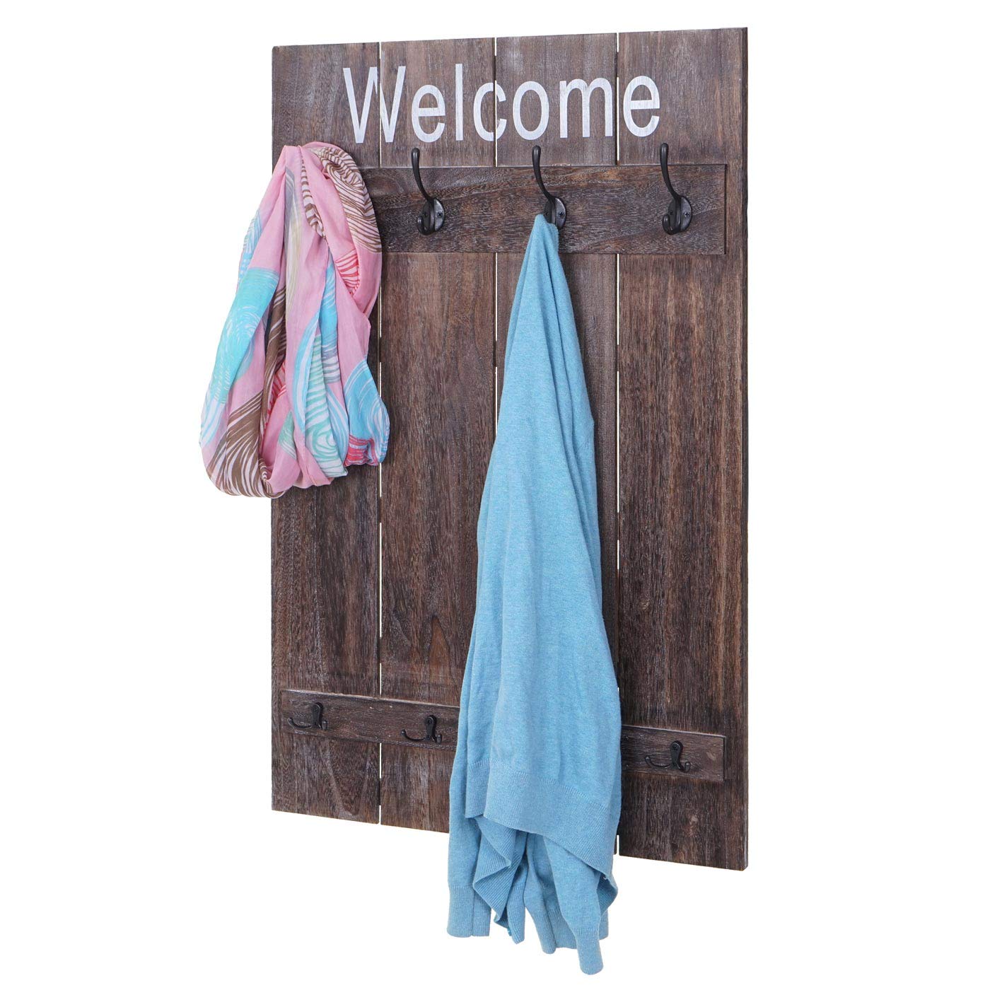 Mendler Appendiabiti guardaroba attaccapanni shabby vintage HWC-C89 90x60cm Welcome marrone