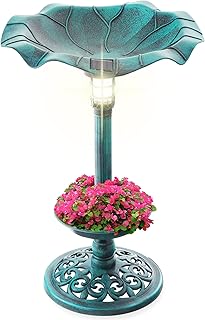 Best Choice Products Outdoor Solar Lighted Pedestal Bird Bath Fountain D...